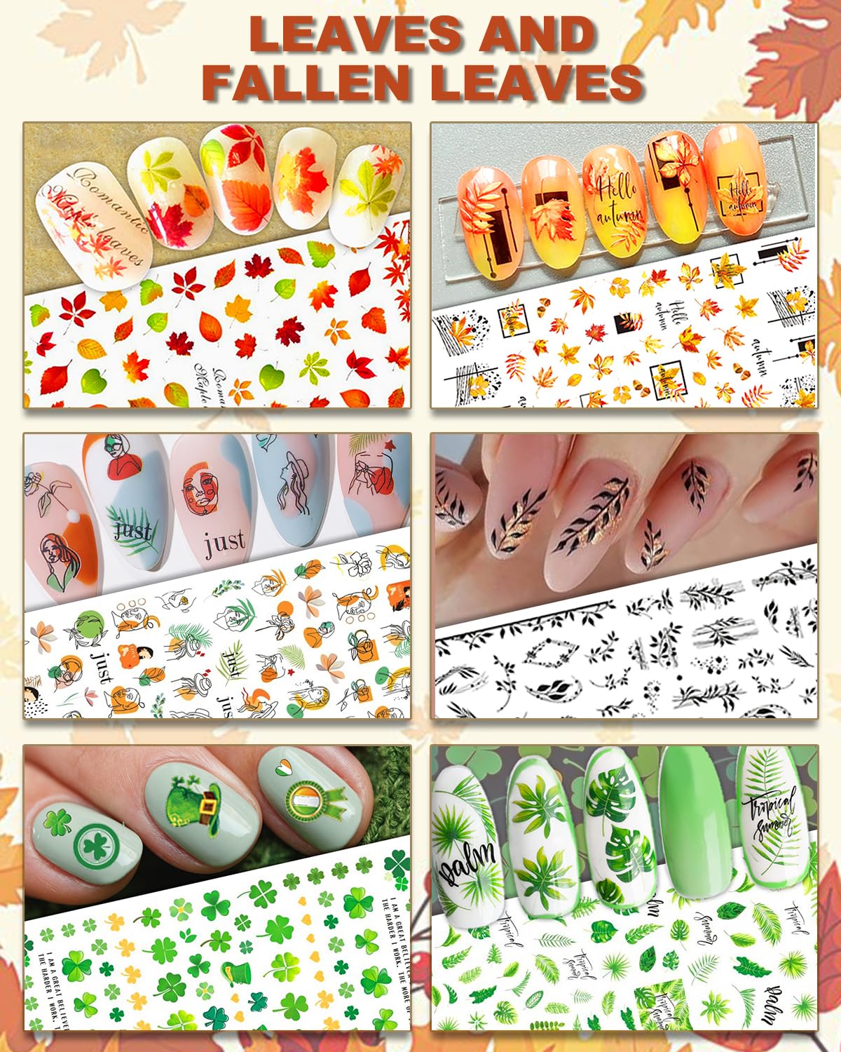 IDDFEVE 30 Sheets All Holiday Nail Art Stickers, Variety Pack Seasonal Nail Decals, Self-Adhesive Colorful Design for Daisy Flowers Butterflies Star Halloween Christmas - Image 5