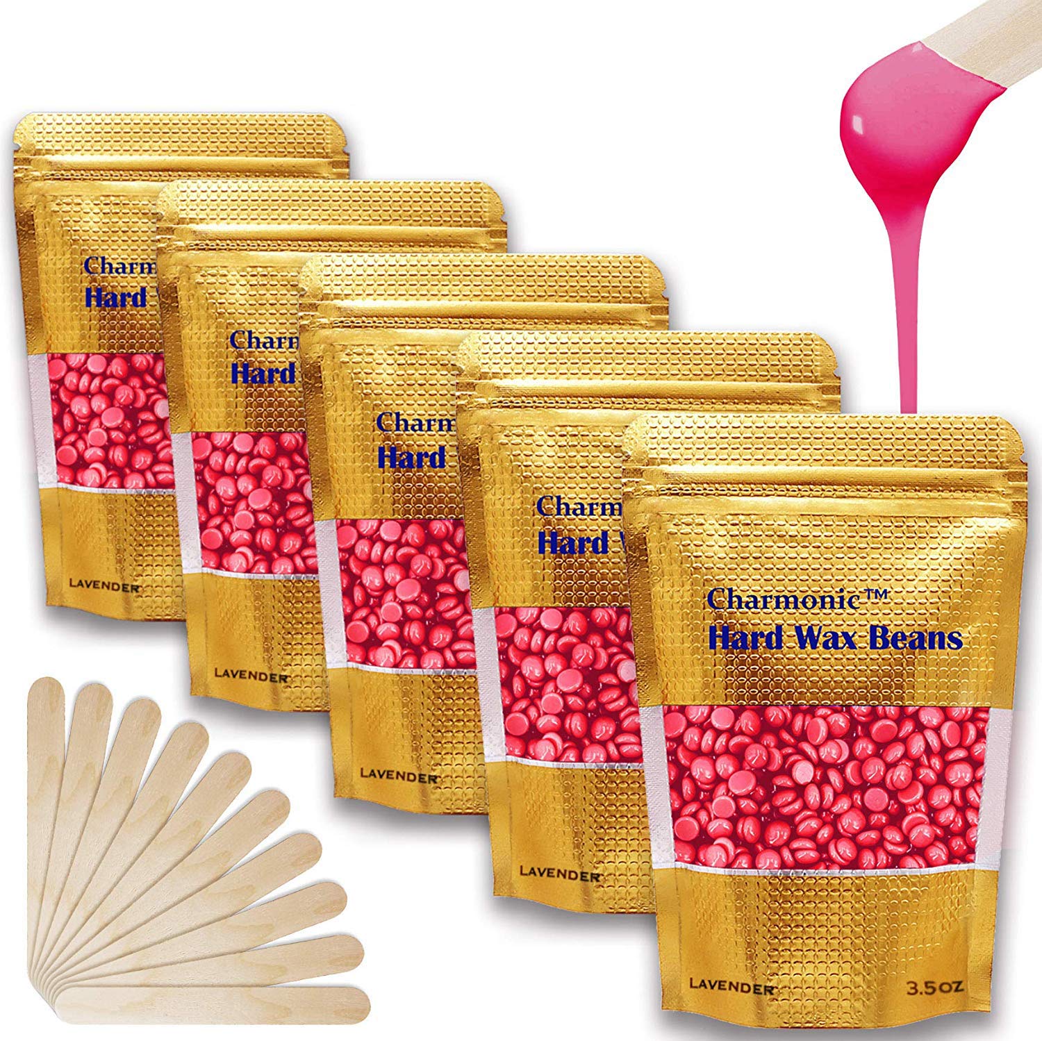 Depilatory Wax, 17.5 Oz Hard Body Wax Beans for Women Men, Hair Removal European Beads 500g/1.1 lb (rose)
