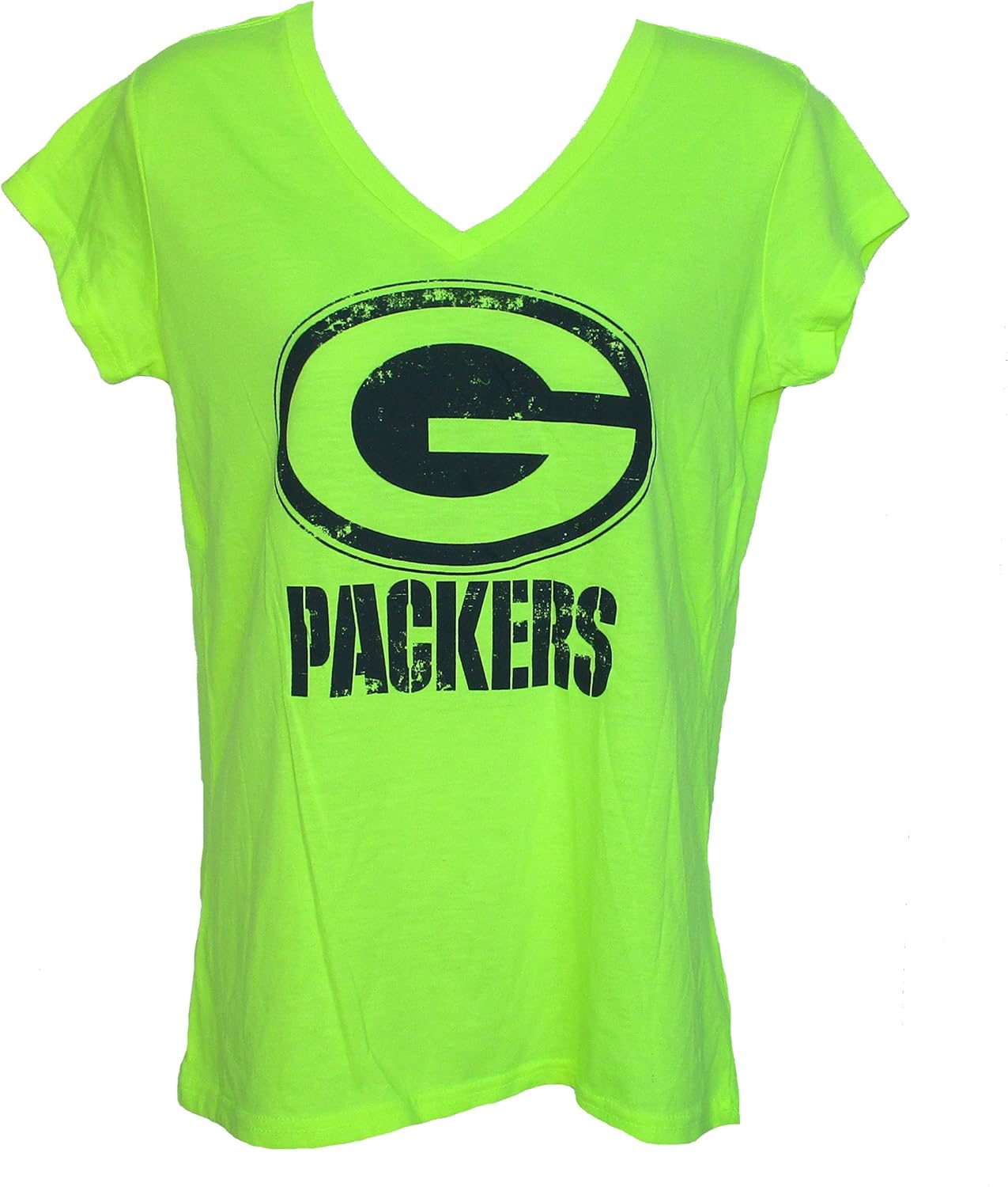Amazon Com Outerstuff Green Bay Packers Women S Size Large Cap Sleeve V Neck Tee Shirt Neon Yellow And Black Clothing