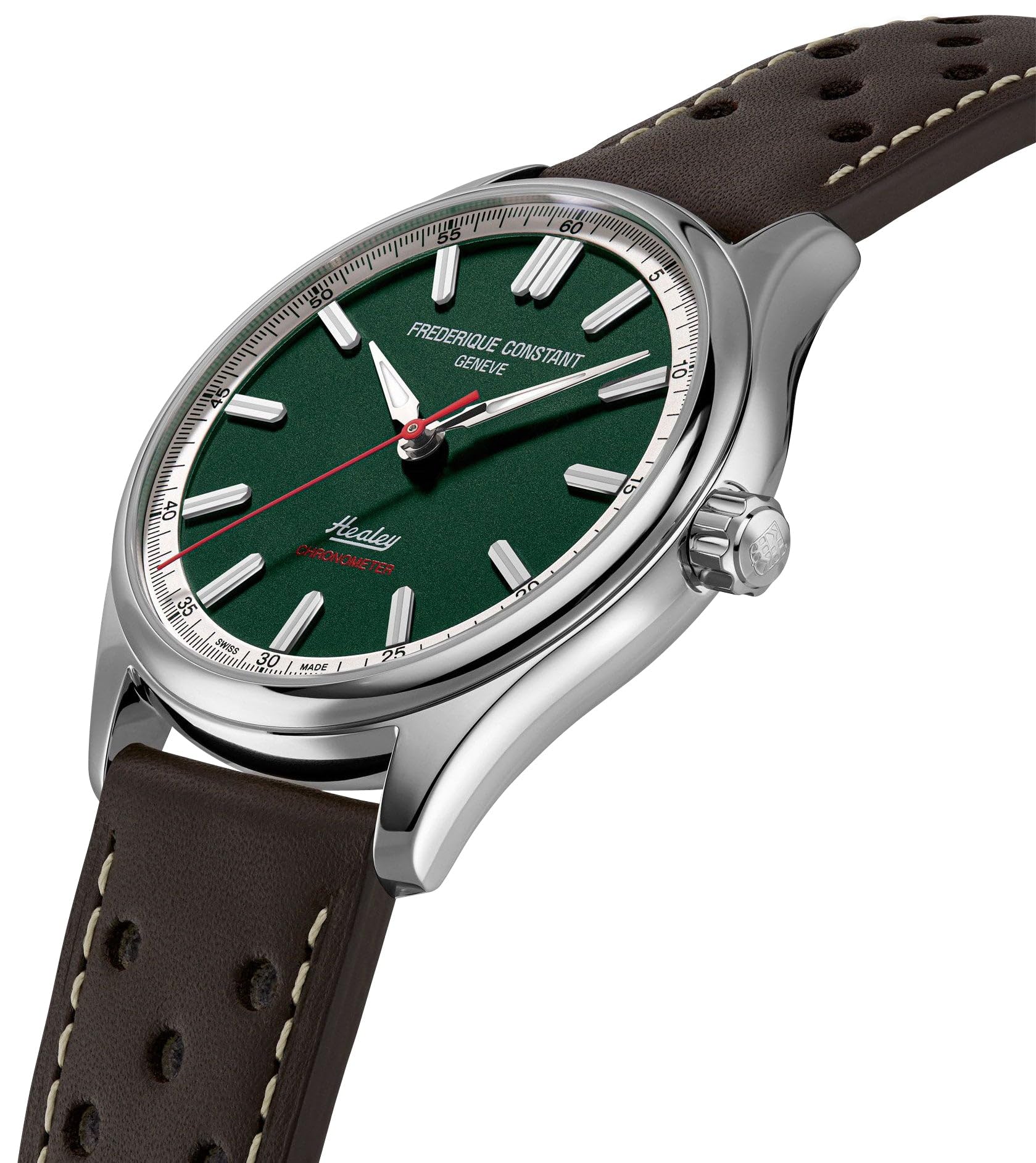 Frederique Constant Limited Edition Classics Vintage Rally Healey COSC Automatic Stainless Steel Green Dial Brown Leather Strap Mens Watch FC-301HGRS5B6