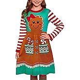 BesserBay Girls Christmas Crew Neck Long Sleeve Knit Sweater Dress 4-12 Years