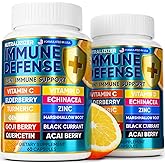 12 in 1 Immune Defense Vitamins - Immune Support Supplement w/VIT D3, Vitamin С, Zinс, Echinacea, Elderberry, Ginger &More - Natural Immunity System Booster - Immune & Muscle Health 120cs