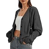 LUXEBOLD Women's Oversized Cardigan Sweater V-Neck Cable Knit Chunky Open Front Sweater Button Down Long Sleeve Coats