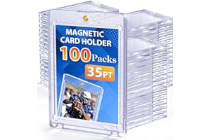 SAMYUCHO 100ct Magnetic Card Holder, 35pt Magnetic Card Holders for Trading Cards Display Case Protectors Sleeves Hard Plastic Cover for Sports Game Cards