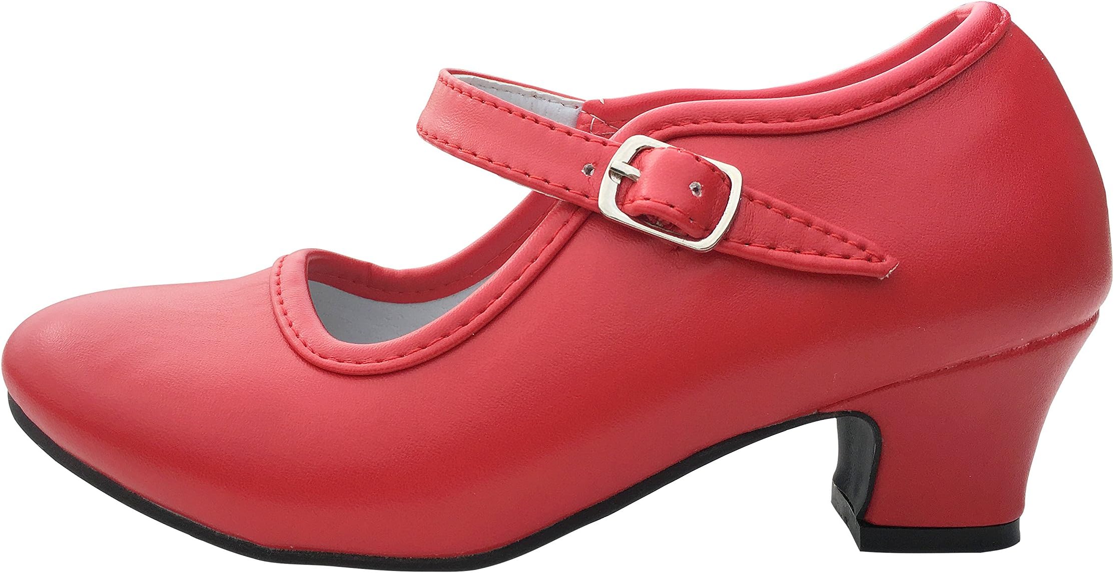 La Senorita Spanish Flamenco Shoes red Princess heels dress up (Childs Size 9 UK - Inside 17 cm)