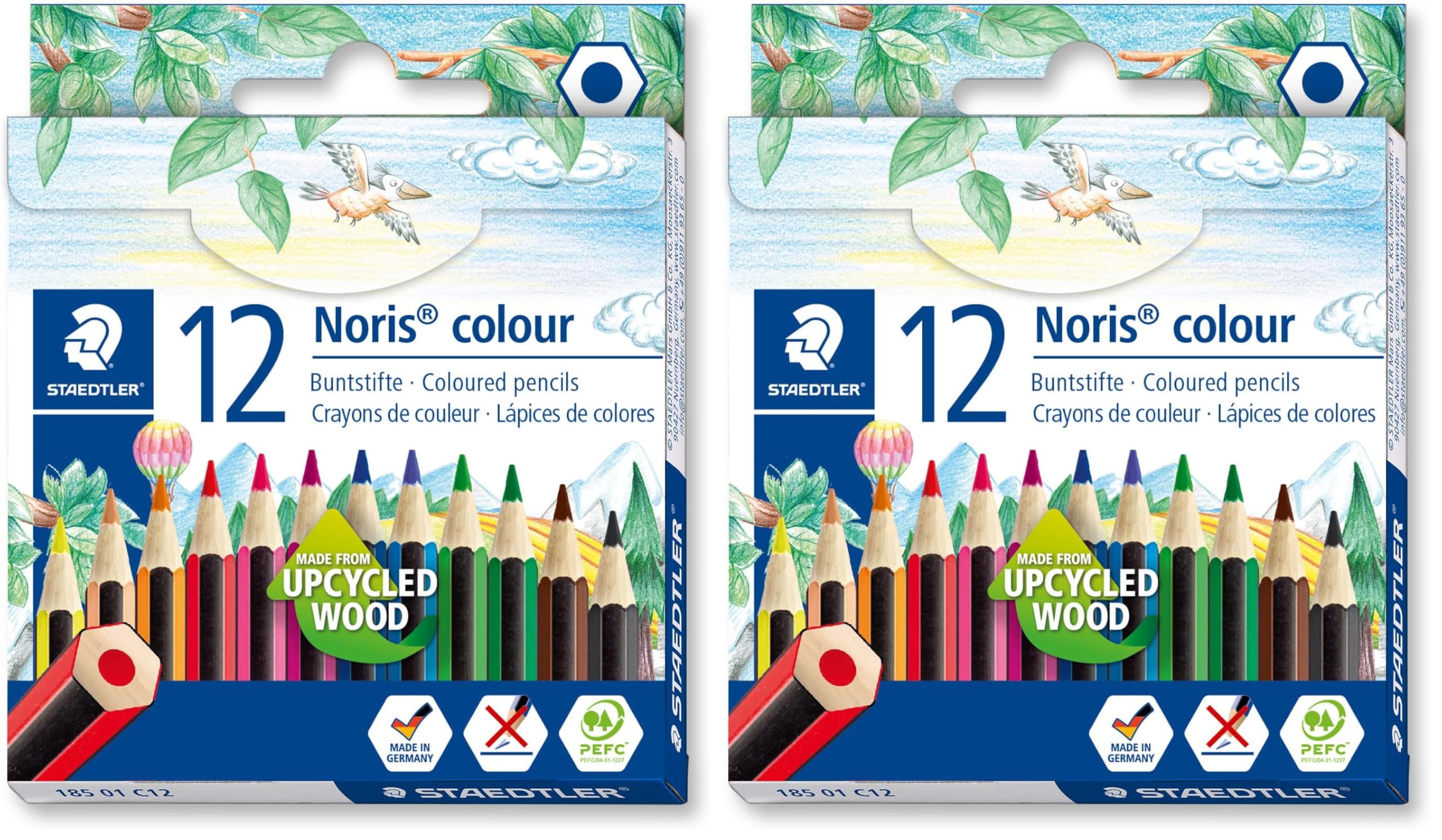 STAEDTLER 185 01 C12 Noris Colour Half-Length Pencils - 12 Assorted Colours (Pack of 24 Pencils)