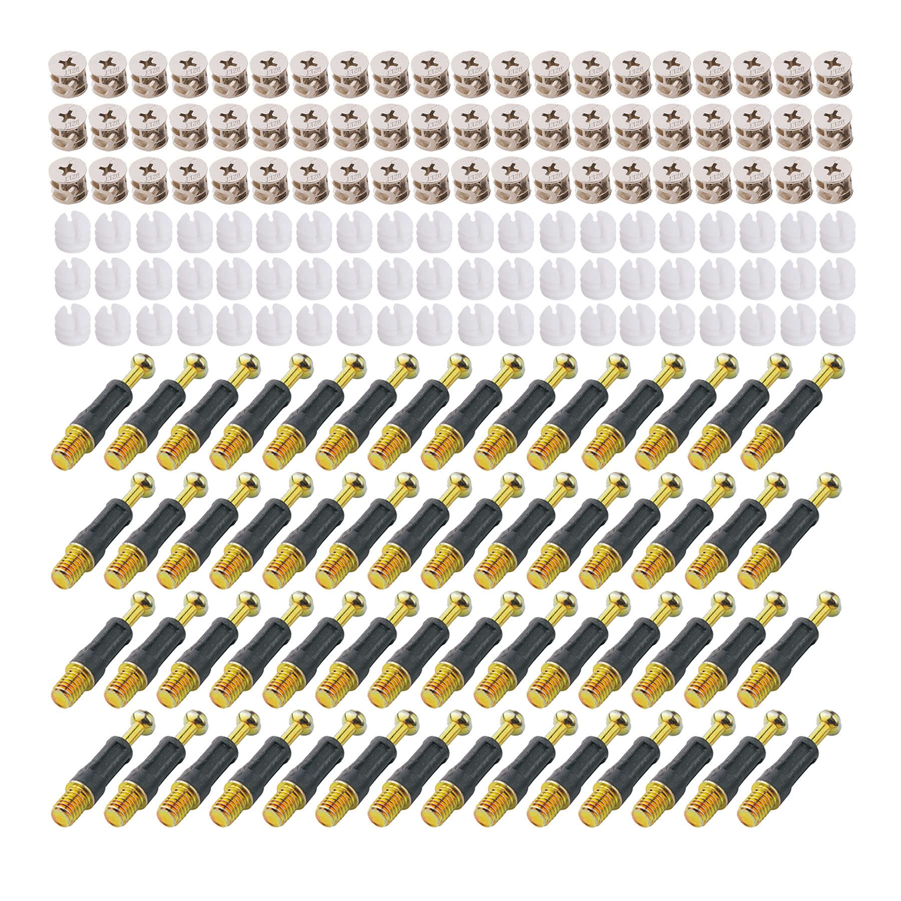 LOOTICH Fixing Screw Eccentric Cam Ø14.7mm and Bolts Fitting Dowels M6x32mm with Pre-Inserted Nuts M6 for Flat Pack Furniture Cabinet Locking Connecting Black (100 Set)