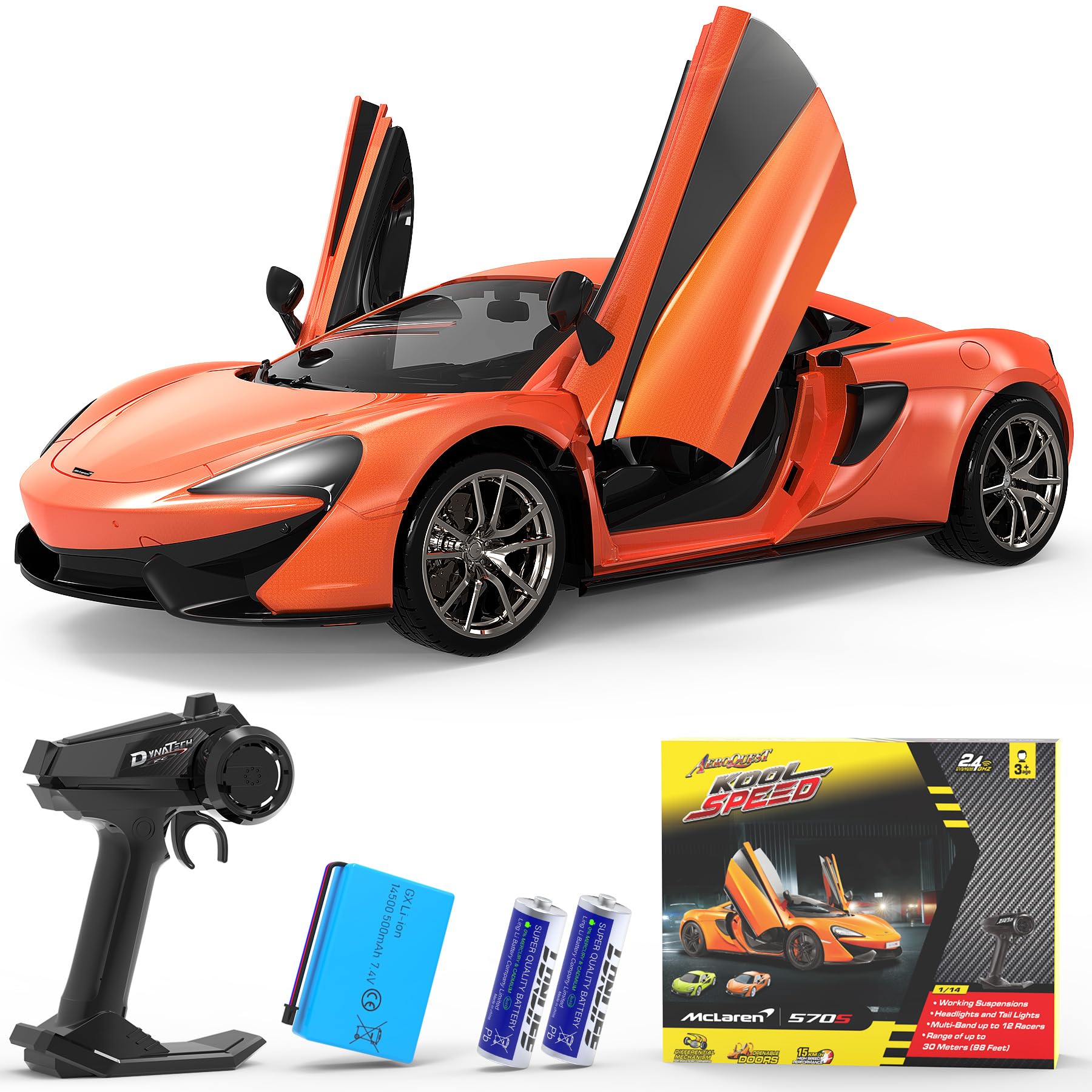 AEROQUEST Remote Control Cars 1:14 McLaren 570S Officially Licensed RC Car for Boys Birthday Gift - Orange