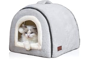 OMIVIER Cat Bed for Indoor Cats，Foldable cat cave，Anti-Slip & Water-Resistant Bottom，cat Houses for Indoor Cats or Small Dogs