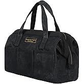 Tool Bag with Zipper, Heavy Duty 16oz Waxed Canvas Wide Mouth Tool Tote Bag, 13-inch Muti-Purpose Storage Tool Pouch with Side Pockets
