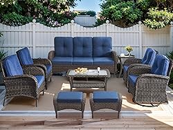 HUMMUH 9-Piece Outdoor Patio Furniture PE Wicker