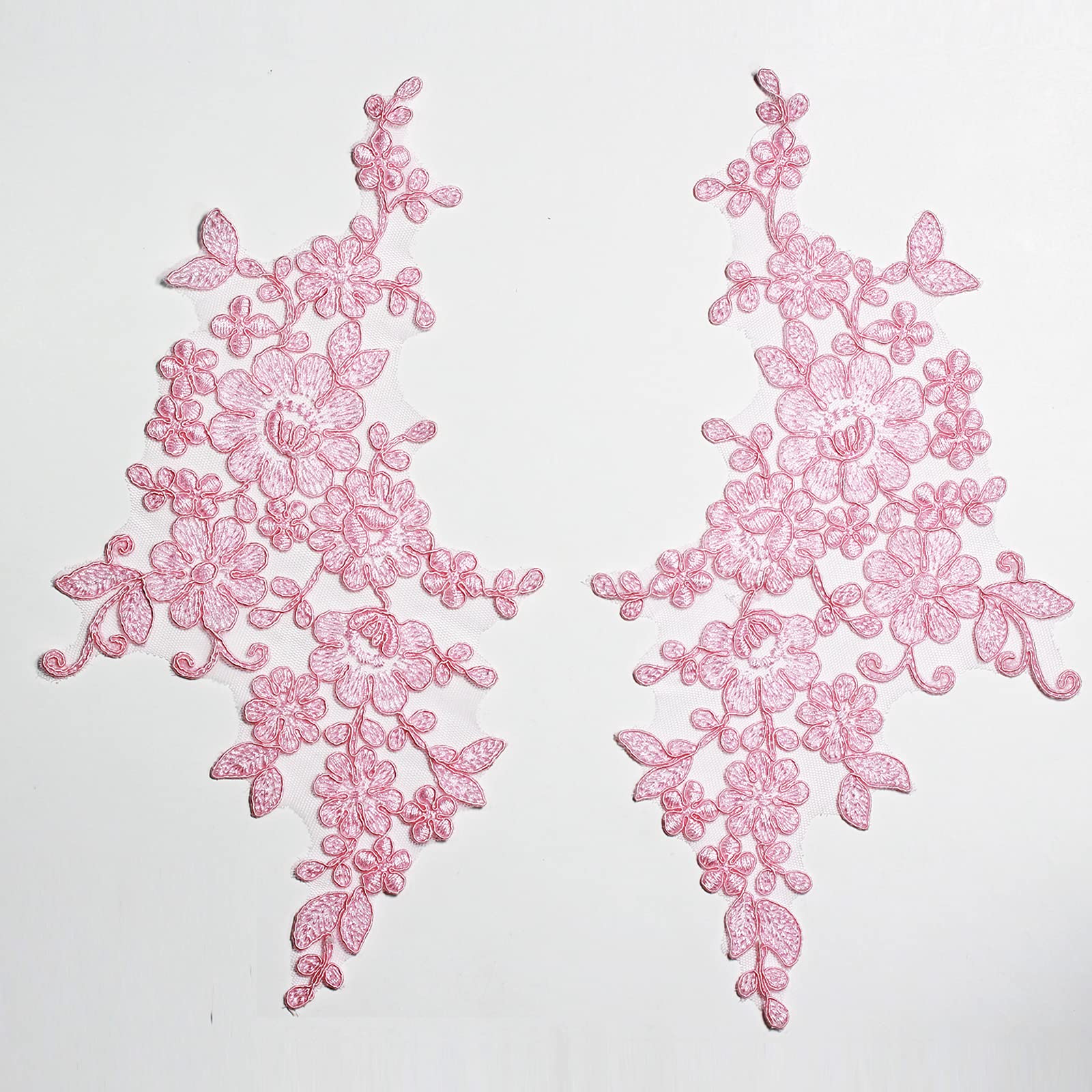 4 X Embroidered Lace Bridal Wedding Lace Applique Trim Motif #4A (Pink)