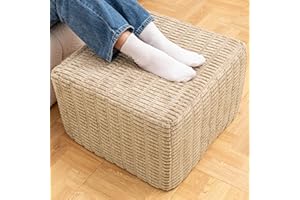 Asuprui Round Square Pouf Ottoman Foot Rest – Lightweight Modern Footstool with Plush Foam Filling, Perfect for Living Room Decor & Cozy Comfort – 20x20x14 Inch Chic Accent Piece (Light Coffee)
