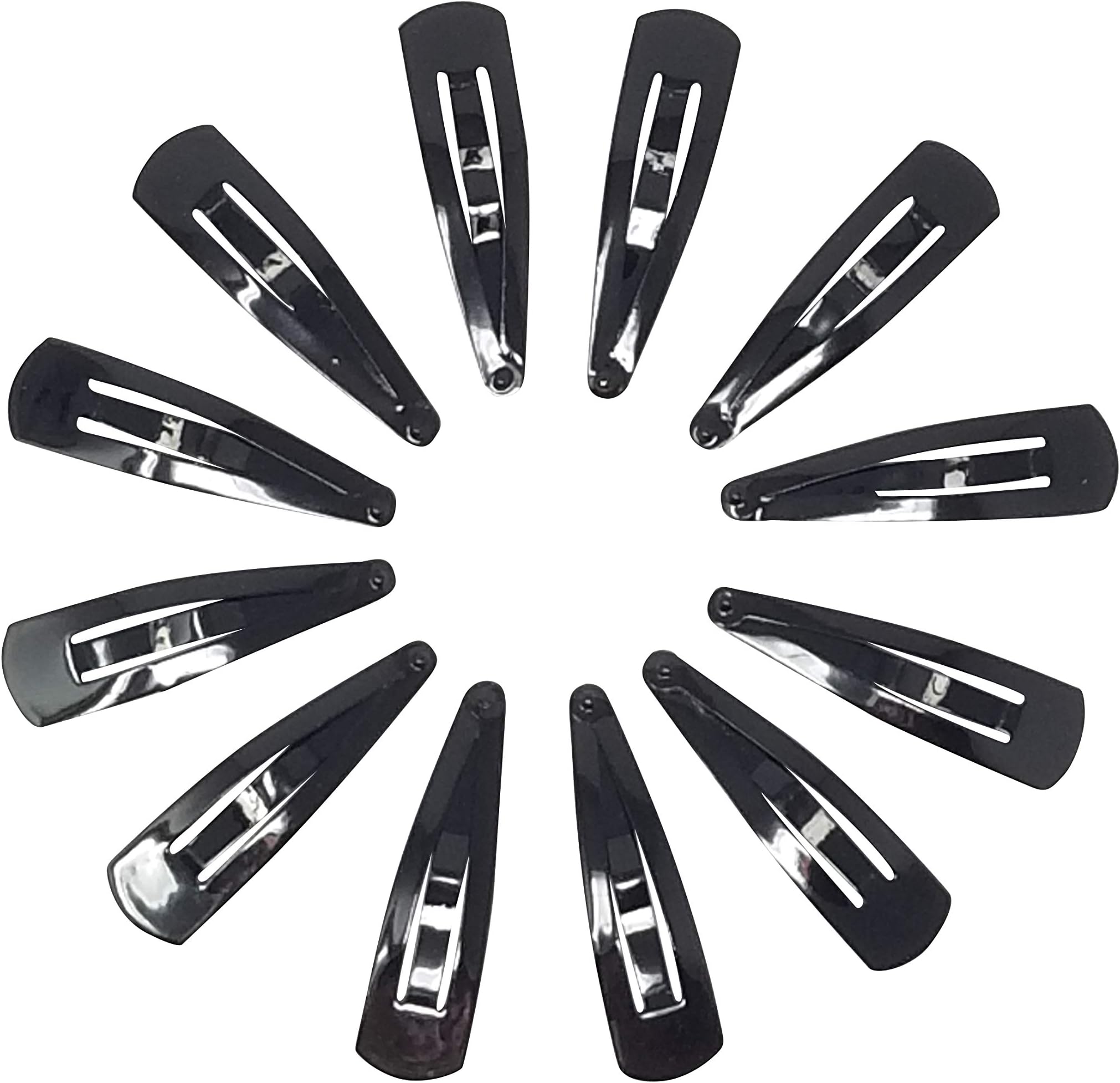 TicTac Pins Everyday Use Triangular Metal 4 cm Hair Clip Good Grip Glossy Black, Medium, for Women/Girls