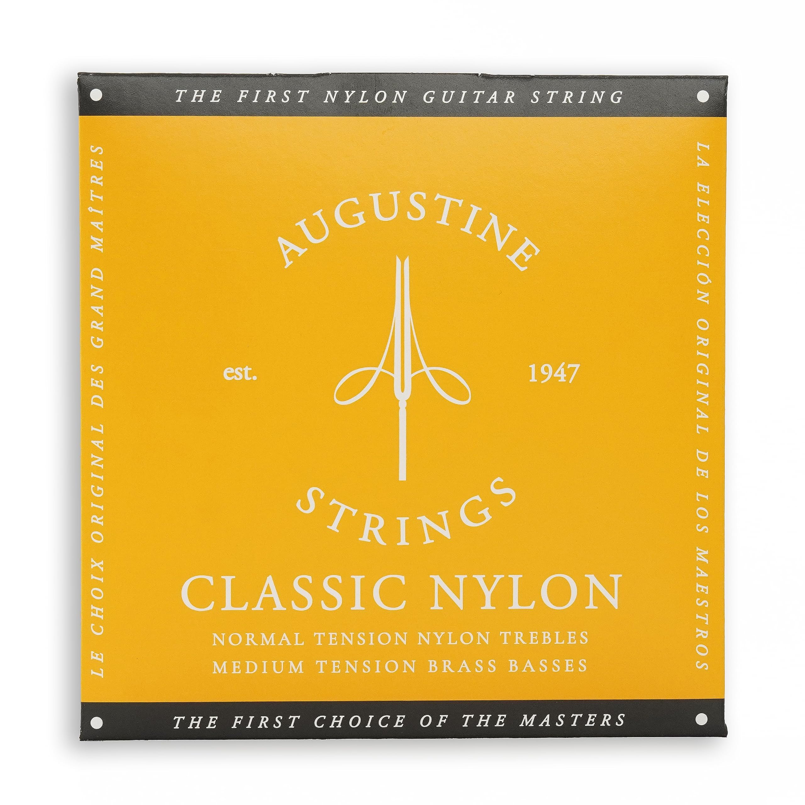 Augustine Classic Gold Label Nylon Guitar String (Complete Set) for Classical Guitars - Regular Tension Trebles, Medium Tension Basses - Warm, Mellow Tone