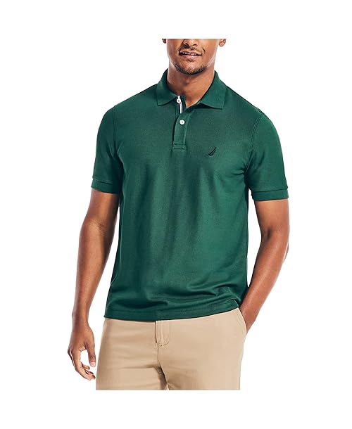 Nautica Men's Classic Short Sleeve Solid Polo Shirt, Tidal Green, Medium