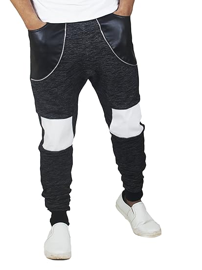 fugazee solid men's black track pants