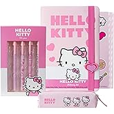 Get Trend Hello Kitty Gifts Stationary Set Notebook Ball Point Pens Kawaii Pencil Case Anime Stickers Cute Stuff Journal Accessories Gifts for Teens (Pink Hello Kitty)