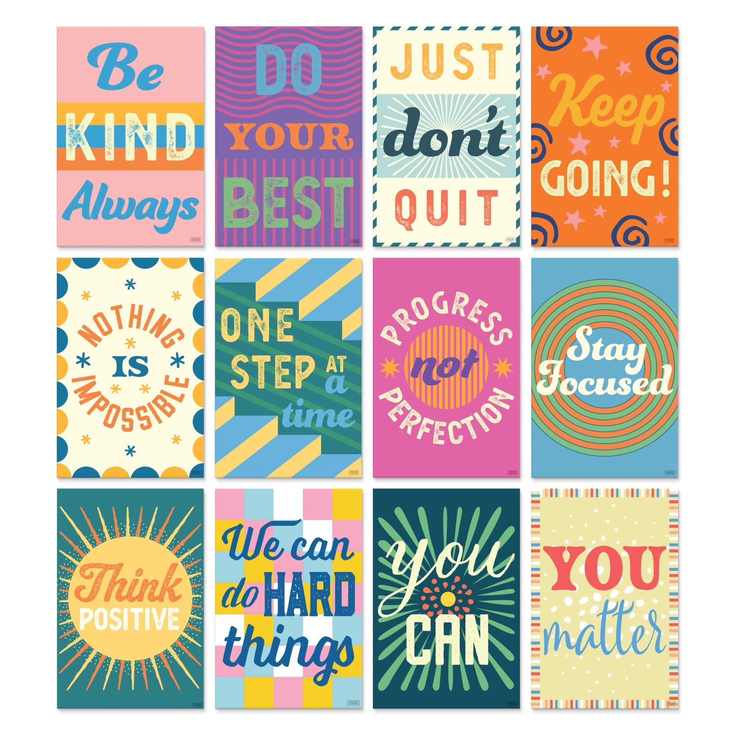 S&O Postcards for Mailing - Postcards Bulk Pack w/Inspirational Messages - 60 4x6 colorful cards to appreciate Kids, Teacher Feedback cards to students, Decor sheets for Kids