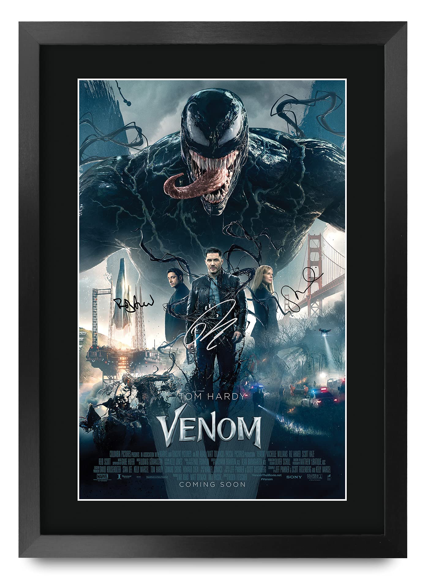 HWC Trading Venom Gifts Printed Poster Signed Autograph Picture for Movie Memorabilia Fans - A3 Framed