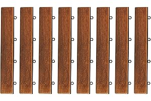 Bare Decor EZ-Floor Loop Ends Side Trim Piece Interlocking Flooring in Solid Teak Wood, (Set of 8)