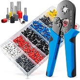 LUNEY 1250PCS Wire Ferrules Crimping Tool Kit for AWG 23-7(0.25-10mm&sup2;) | Self-Adjustable Ratchet Wire Crimper Plier for 8/10/12/14/16/18/20/22 Gauge Auto Car Audio, Tinned Copper, Ergonomic Handle