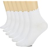 Mosithings 6 Pairs Ruffle Socks For Women Casual Ankle Socks Retro Soft