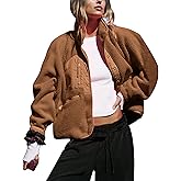 Daacee Fuzzy Fleece Jacket Women Winter Warm Button Down Sherpa Shacket Coats Outerwear with Pockets