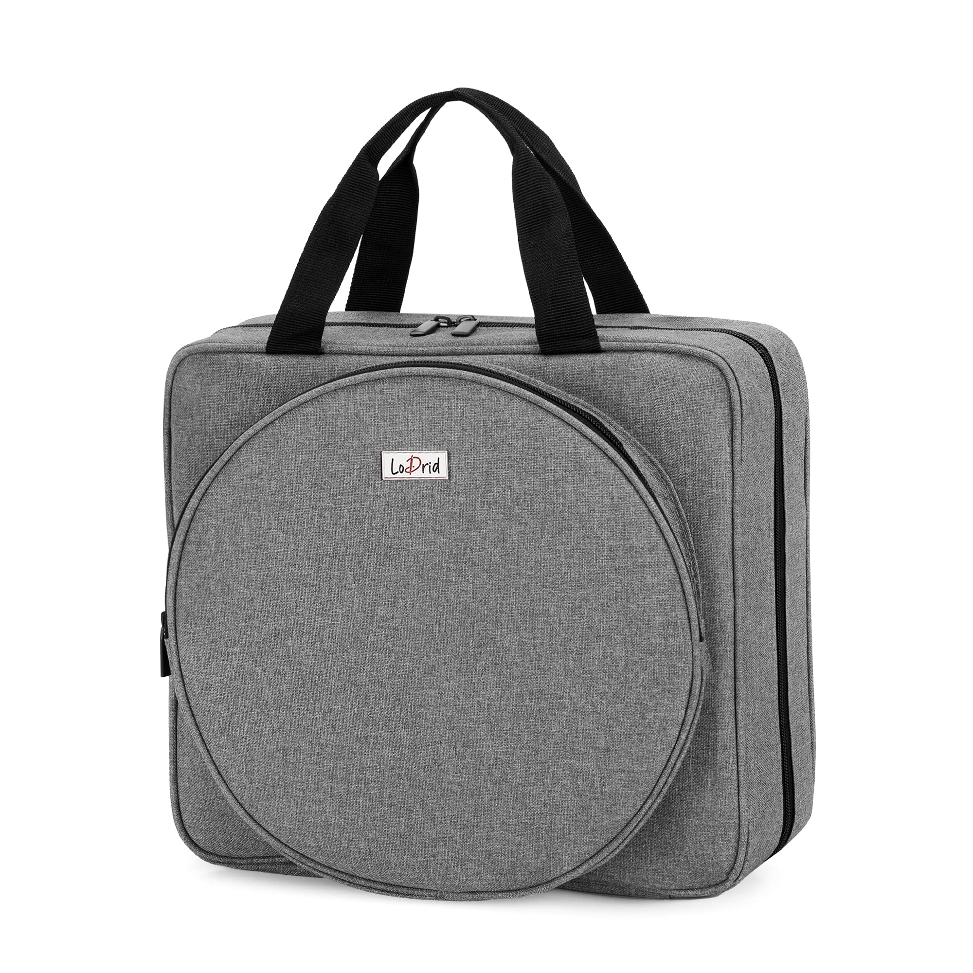 LoDrid Embroidery Project Bag - Square Embroidery Supplies Storage Tote Bag for Kits and Cross Stitch Kits Tools, Portable Craft Carry Case with Multiple Pockets, Grey — image 1