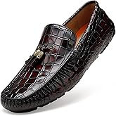 Men's Leather Penny Loafers, Casual Alligator Pattern Business Dress Shoes Slip on Driving Moccasins Loafer Shoes for Mens