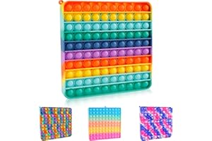 UIMOKI Big Pop Fidget Toys,Rainbow Push Bubbles Square Sensory Toy for Anxiety Stress Relief Autism Kids Teens Adults Large Jumbo Giant Poppers Birthday Gift for Toddler Boys Girls 1-3,3-5,5-8,8-12