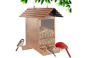 Samhe Bird Feeders for Outdoors, 8LBS Large Capacity Hanging Metal Wild Bird Seed Feeder for Outside Finch Cardinal Blue Jay 