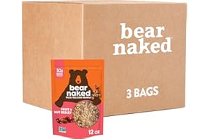 Bear Naked Granola Cereal, Whole Grain Granola, Breakfast Snacks, Fruit and Nut Medley (3 Bags)