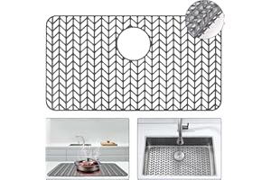 Snuggery Silicone Sink Protector 26"x14" Rear Drain Hole, Heat Resistant Non-slip Dishwasher Suitable, Large Sink Mat for Bottom of Farmhouse Kitchen Stainless Steel Sink