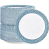 MUCHII 8.375 Inch Disposable Paper Plates, 300 Count Soak and Cut Proof Printed Paper Plates for Daily Use, Holiday for Family Gatherings, Parties, Picnic