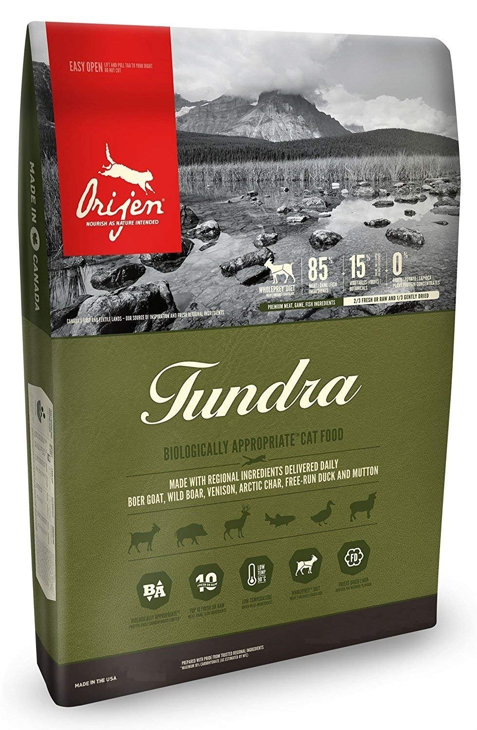 Orijen 12 LB Dry Cat Food, Tundra Formula. Biologically Appropriate, 12 lb. Bag. Made with Fresh Boe