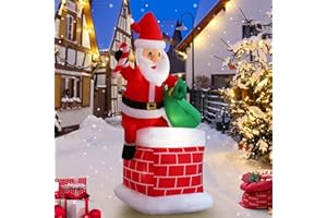 HZGDEJTG 6ft Christmas Inflatable Outdoor Decorations, Old Man Riding a Chimney Inflatable Yard Decoration with LED Lights for Indoor Outdoor Patio Garden Christmas Decoration…