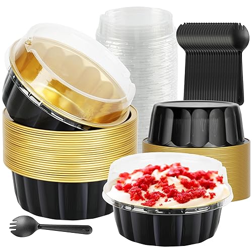BAKINGPAK 30PCS 8OZ Individual Cake Pans with Lids Foil Baking
