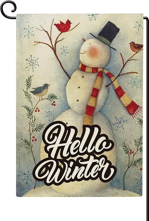 Agantree art Hello Winter Garden Flag, Vertical Double