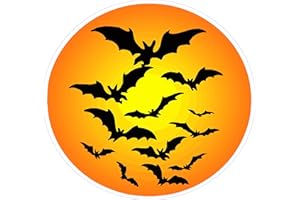 NOSTALGIA DECALS Halloween Moon with Bats Version 2 Wall or Window Decor Decal 24" x 24"