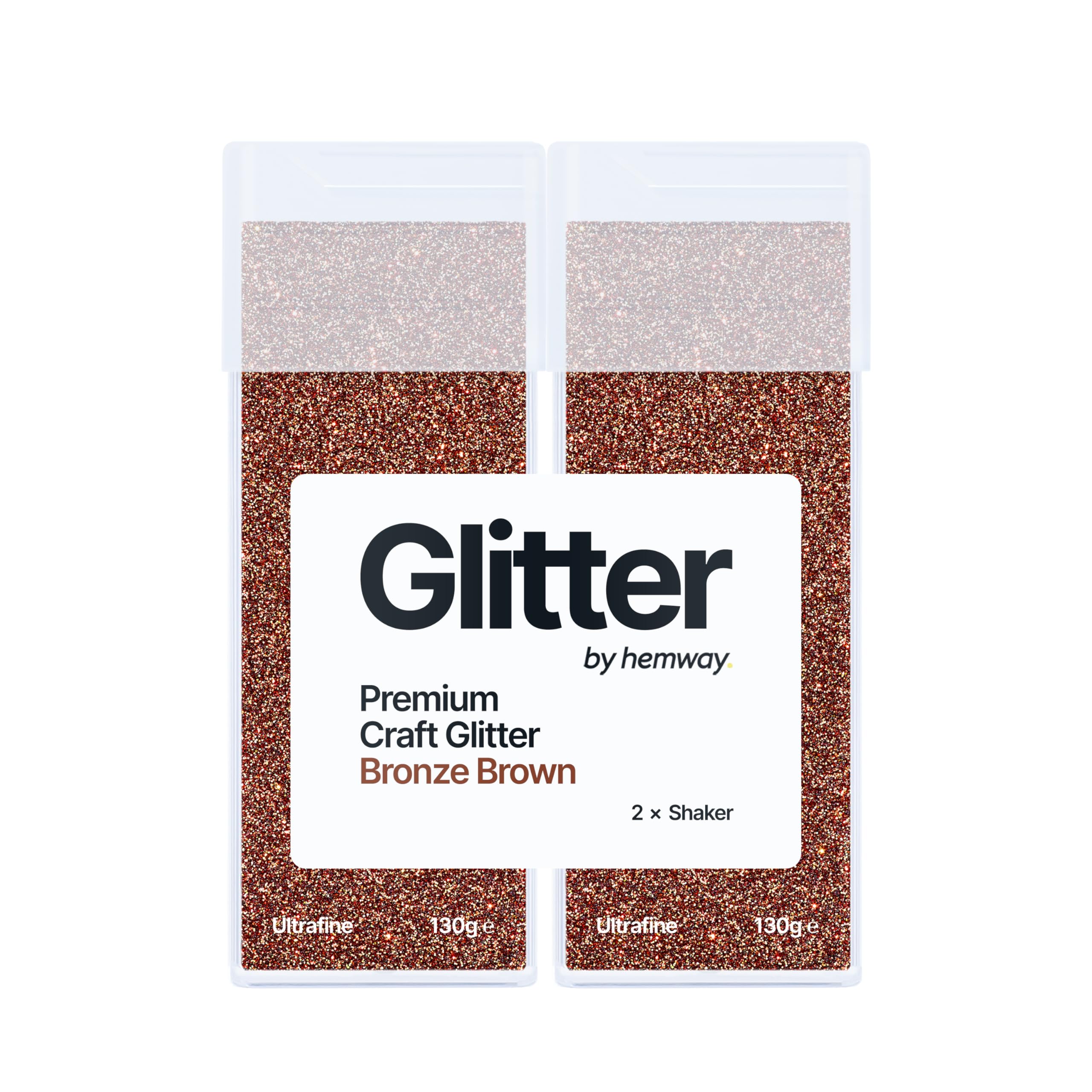 Hemway Glitter Shaker Bronze Brown 130g x2 Pack Ultrafine, Craft Glitter Shakers for Resin & Epoxy Crafts, Christmas Art Supplies, Nail, Body, Face, Eye, Festival, Crafting, Slime, Sparkle