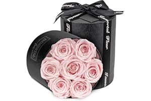 Immortal Fleur Preserved Roses In A Box, Preserved Flowers, Forever Roses Box, Mom Birthday Gifts, Flowers for Delivery Prime Birthday, Valentines Day Flowers for Wife, Pink 7