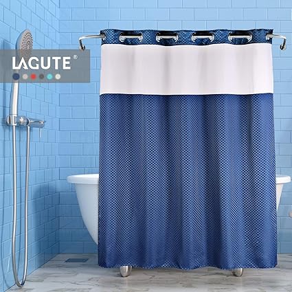Amazon Com Lagute Snaphook Truecolor Hookless Shower Curtain