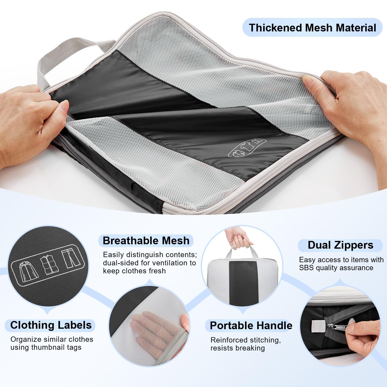 OlarHike 10 Set Compression Packing Cubes for Travel Essentials,Compressible Expandable Packing Cubes for Suitcase,OlarHike Luggage Organizer Bags for Travel,Handy Helper for Organizing Clothes(Black)