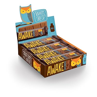 Awake Caffeinated Chocolate Energy Bar, Milk Chocolate, 12 Count