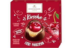 Niederegger "Cherry Loves Marzipan" Pralines Covered with Crisp & Dark Chocolate 108g / 3.8oz | 6 piece per Box | Deliciously Decadent: Premium, Handcrafted, Exquisite | Crafted in Germany since 1806