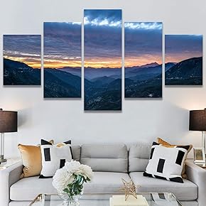 SIGNWIN 5 Panel Canvas Wall Art Sunset in...