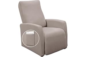 SearchI Recliner Chair Cover Jacquard Chair Covers 4 Piece, Small Recliner Sofa Slipcover for Home Theater Seating with Elastic Bottom, Recliner Protector with Pocket for Recliners, Taupe