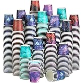 Pinkunn 600 Pcs Disposable Paper Cups 2 oz Starry Sky Bathroom Cups Small Disposable Cups Colorful Small Mouthwash Cups Bulk Mini Paper Cups for Party, Picnic, BBQ, Travel, Home and Event