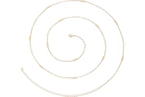 PEARLADA 18k Gold Waist Chain Belt for Women, Adjustable Waist Beads Beach Bikini Belly Chain